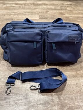 Lipault Espresso Original 19" Weekend Bag Pockets Zipper Carry On Luggage Navy